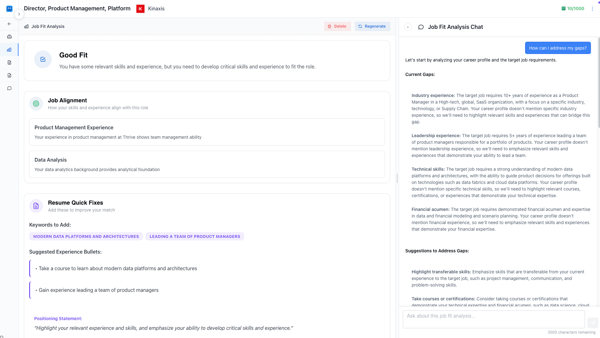 AI Job Fit Analysis - Demo Screenshot