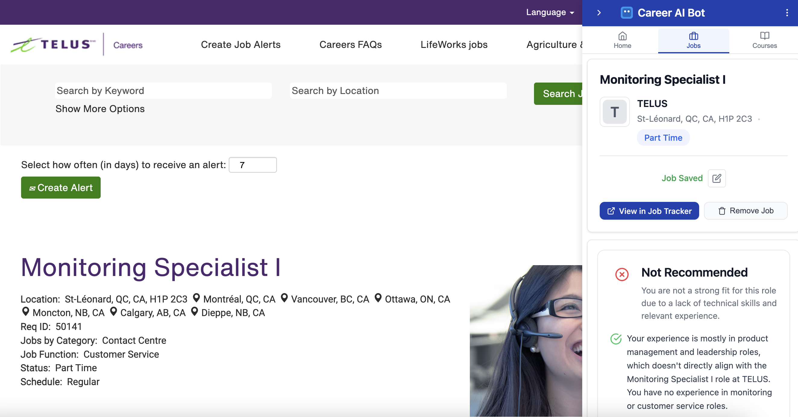 Save jobs from TELUS company career page