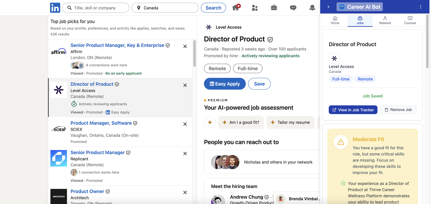 Career AI Bot Chrome Extension - LA Job Fit Analysis