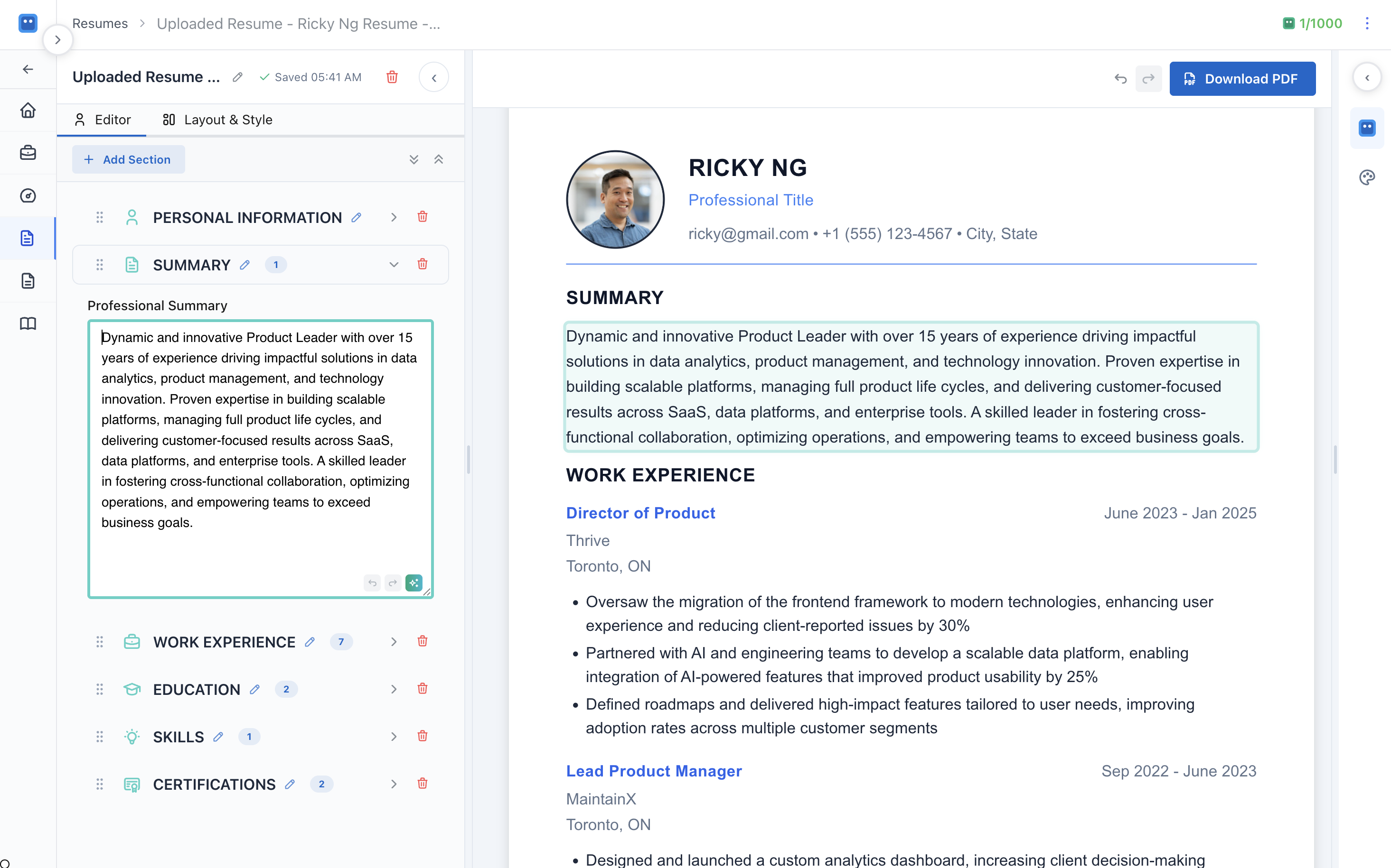 Career AI Bot Demo Preview