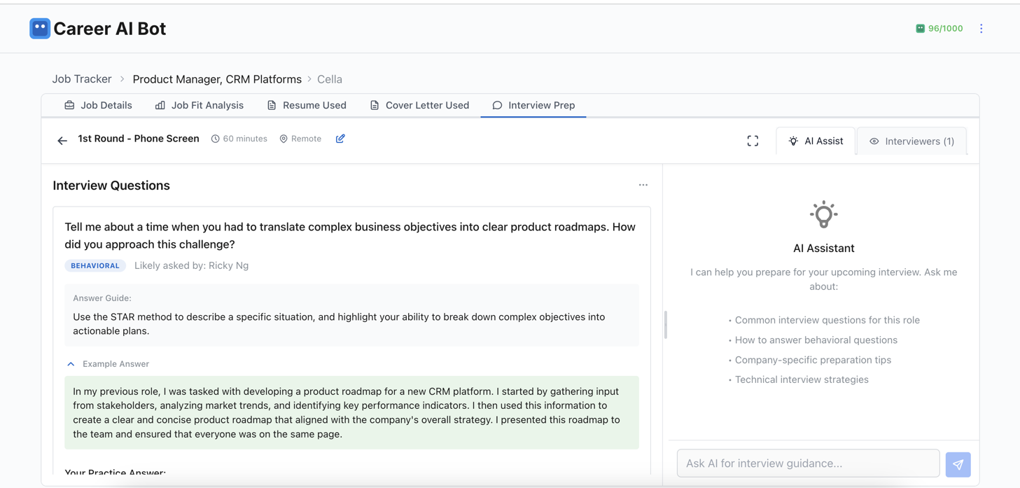 Career AI Bot - AI Generated Interview Questions