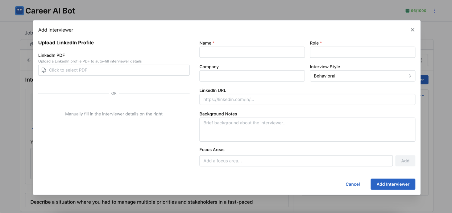Career AI Bot - Interviewer Profile Integration