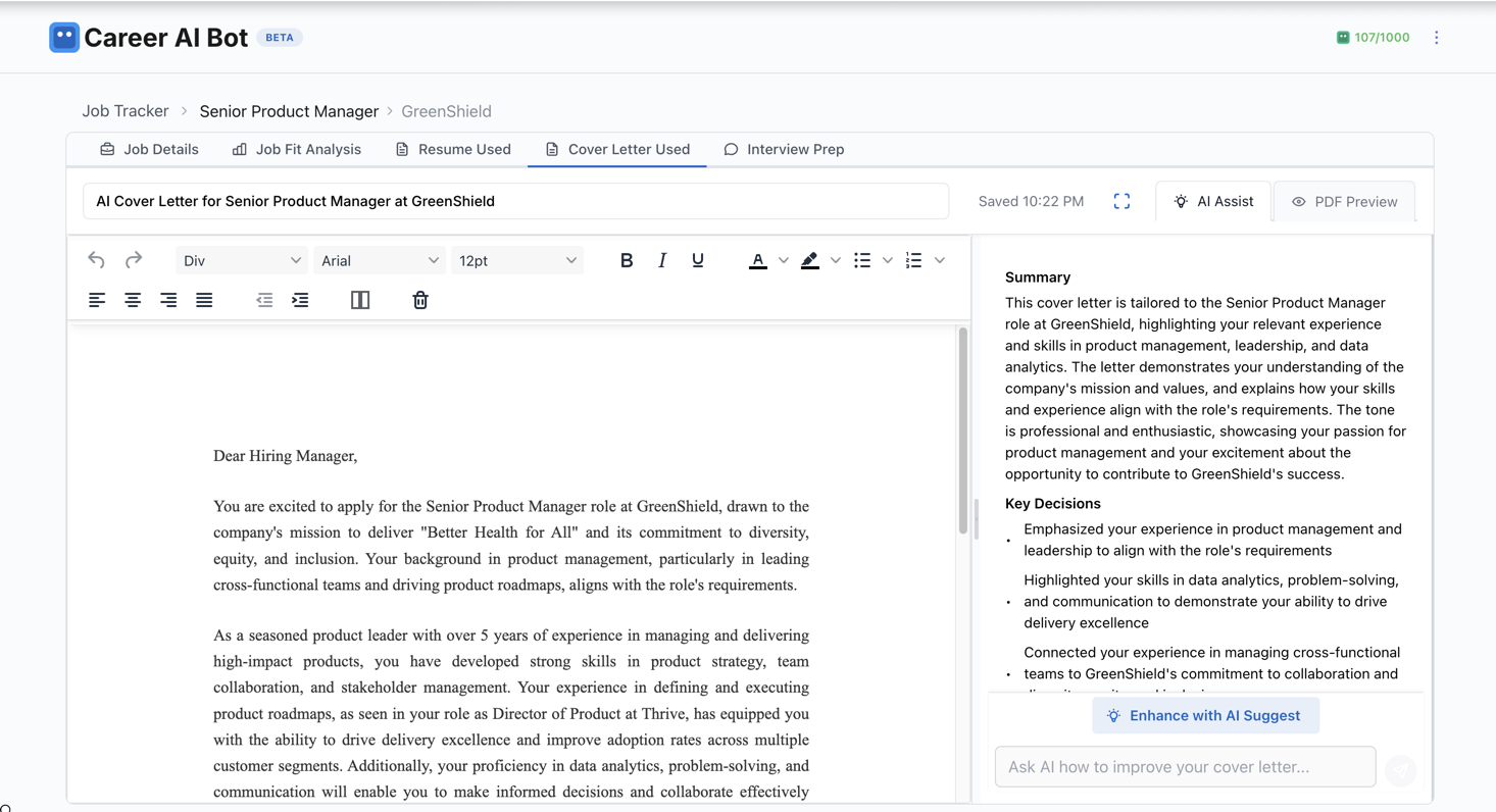 Career AI Bot - Cover Letter AI Chat