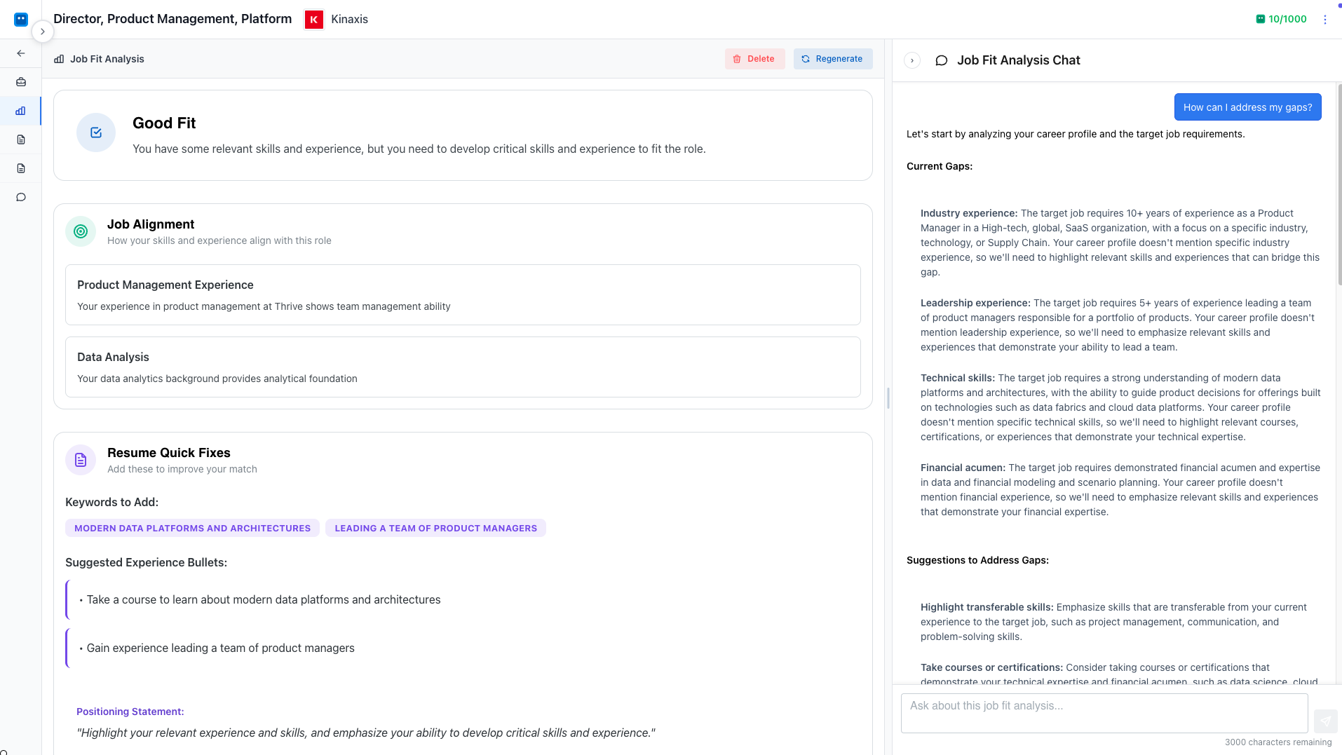 Career AI Bot AI Job Fit Analysis providing personalized job insights and skills gap analysis