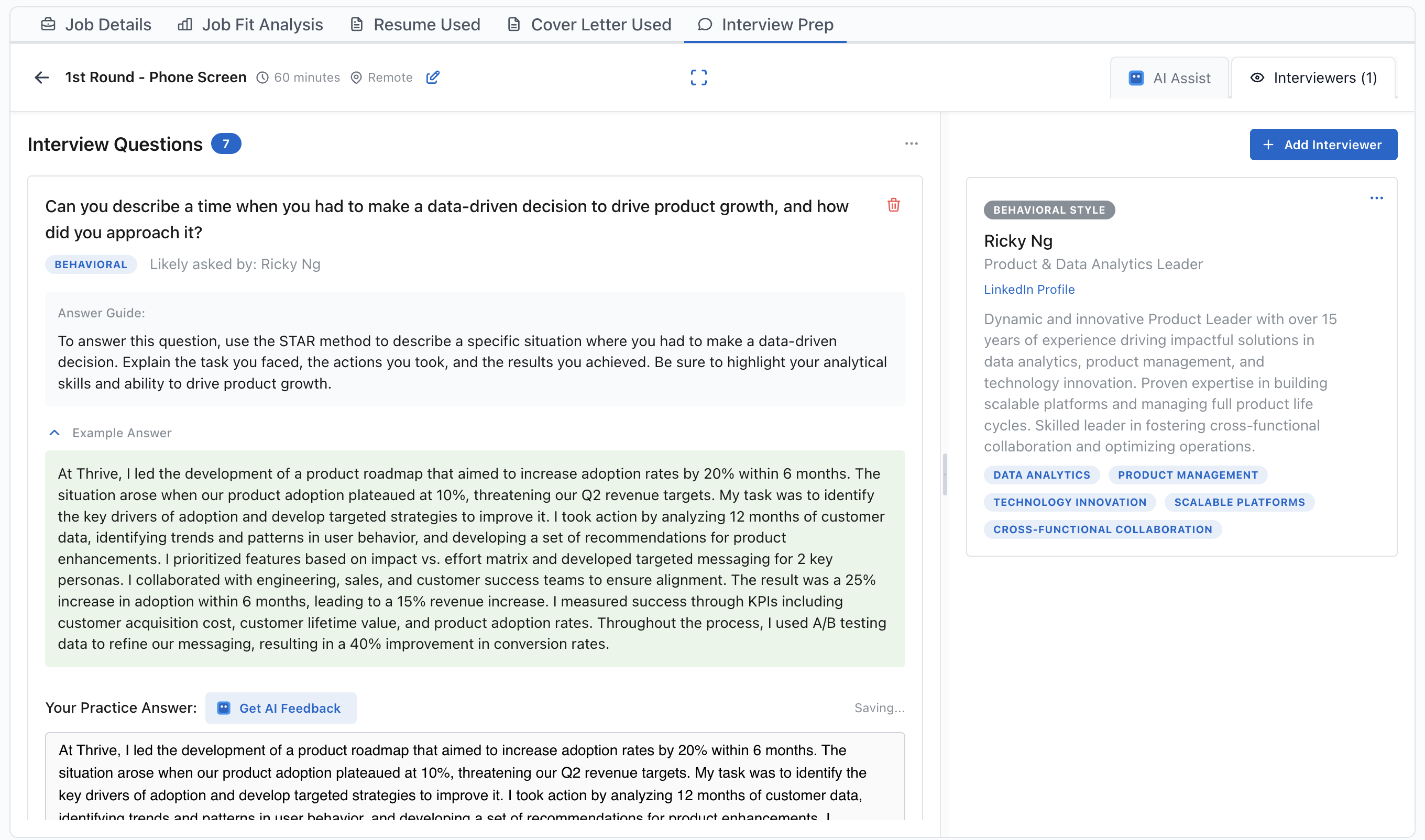 Career AI Bot AI Interview Prep with tailored questions and feedback